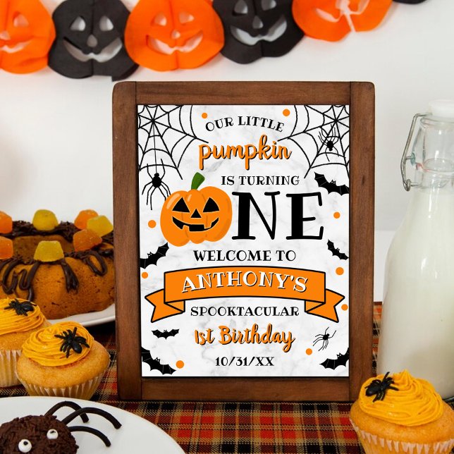 Little Pumpkin Turning One Halloween 1st Birthday Poster (Creator Uploaded)