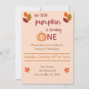little pumpkin turning one invitation