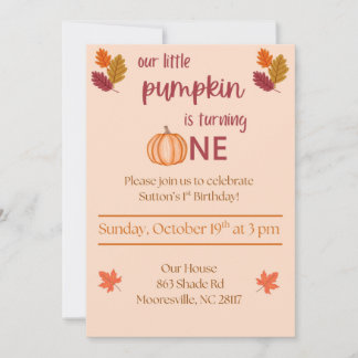 little pumpkin turning one invitation