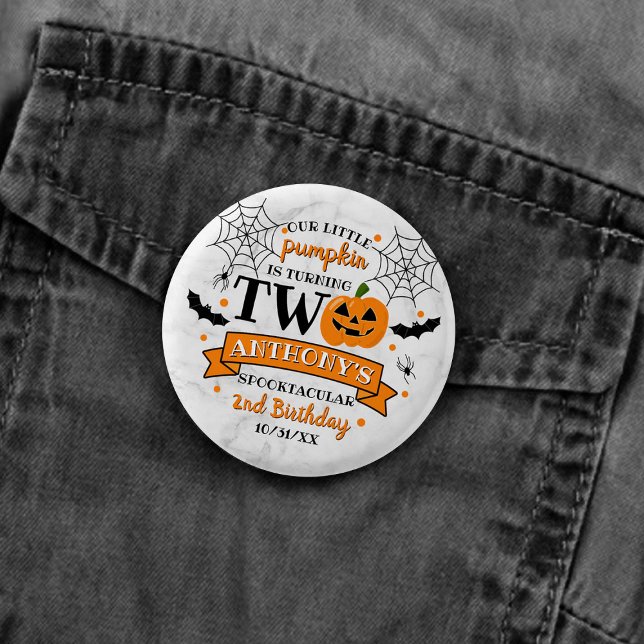 Little Pumpkin Turning Two Halloween 2nd Birthday 3 Cm Round Badge (Creator Uploaded)