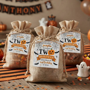Little Pumpkin Turning Two Halloween 2nd Birthday Favour Tags