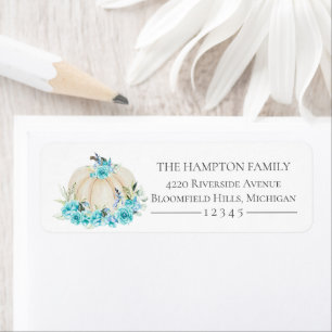 Little Pumpkin Turquoise Floral Return Address Label