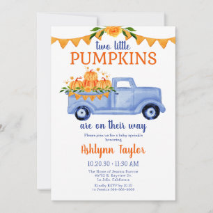 Little Pumpkin Twin Boy Baby Sprinkle All In One Invitation