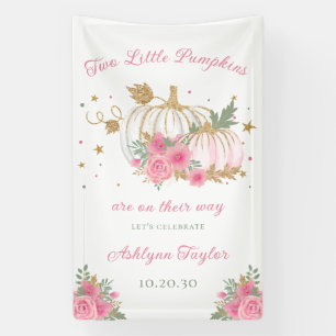 Little Pumpkin Twin Girl Baby Shower Banner
