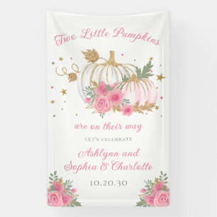 Little Pumpkin Twin Girl Baby Shower Banner