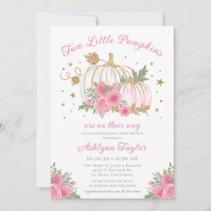 Little Pumpkin Twin Girl Baby Shower Invitation