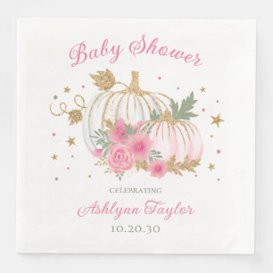 Little Pumpkin Twin Girl Baby Shower Napkin