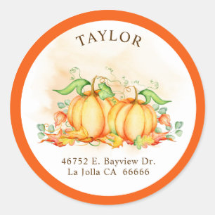 Little Pumpkin Twins Orange Return Address Labels