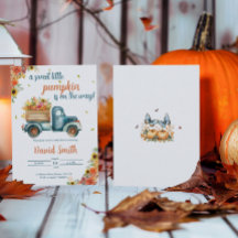 Little Pumpkin Vintage Blue Truck & Fall Floral