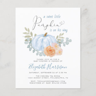 Little Pumpkin Watercolor Baby Boy Shower Invite