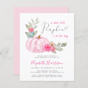 Little Pumpkin Watercolor Baby Girl Shower Invite