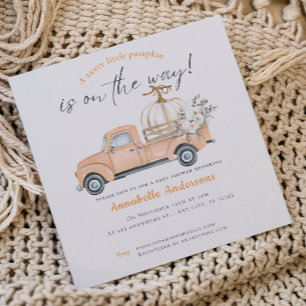 Little Pumpkin watercolor Baby shower invitation