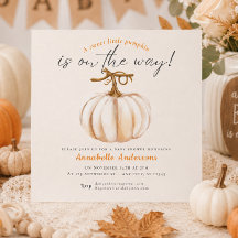 Little Pumpkin watercolor Baby shower invitation