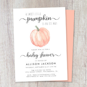Little Pumpkin Watercolor Baby Shower Invitation