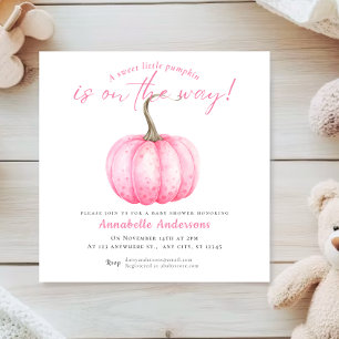 Little Pumpkin watercolor Baby shower invitation
