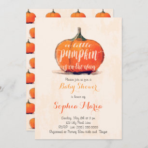 Little Pumpkin Watercolor Baby Shower Invite