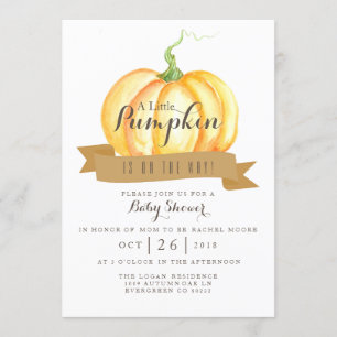 Little Pumpkin   Watercolor   Baby Shower Invite