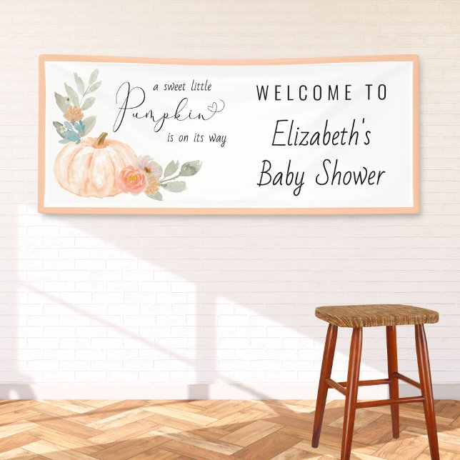Little Pumpkin Watercolor Baby Shower Welcome Banner (Creator Uploaded)