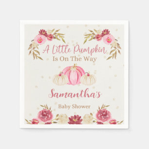 Little Pumpkin Watercolor Burgundy Floral Napkins