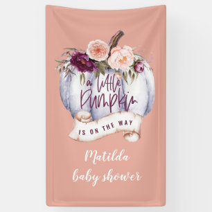 Little pumpkin watercolor fall baby shower party banner