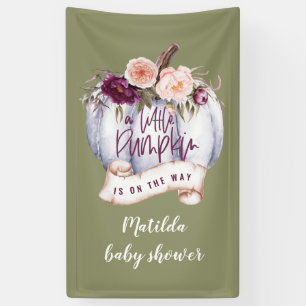 Little pumpkin watercolor fall baby shower party banner
