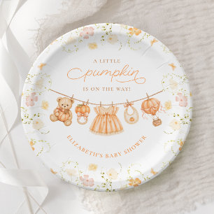 Little Pumpkin Wildflowers Baby Shower Paper Plate