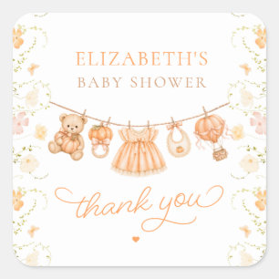 Little Pumpkin Wildflowers Baby Shower Stickers