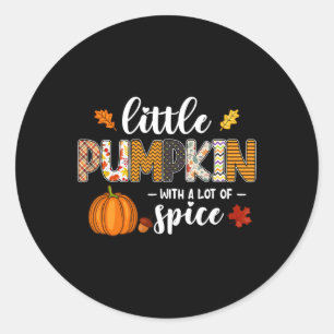 Little Pumpkin With A Lot Of Spice Hello Fall Autu Classic Round Sticker