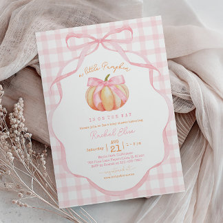 Little Pumpkin with Pink Bow Baby Shower Invitation
