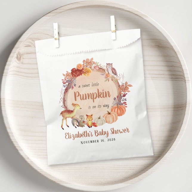 Little Pumpkin Woodland Animals Baby Shower Favour Bag (Creator Uploaded)