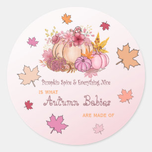 Little Pumpking Spice & Nice Pink Fall in Love Classic Round Sticker