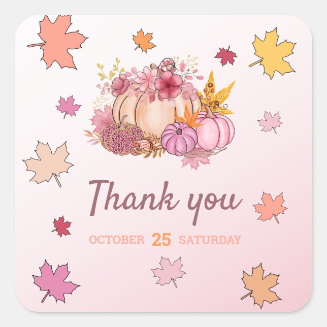 Little Pumpking Spice & Nice Pink Fall in Love Square Sticker (Front)
