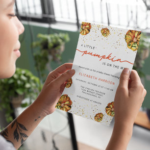 Little pumpkins is on the way baby shower invitation
