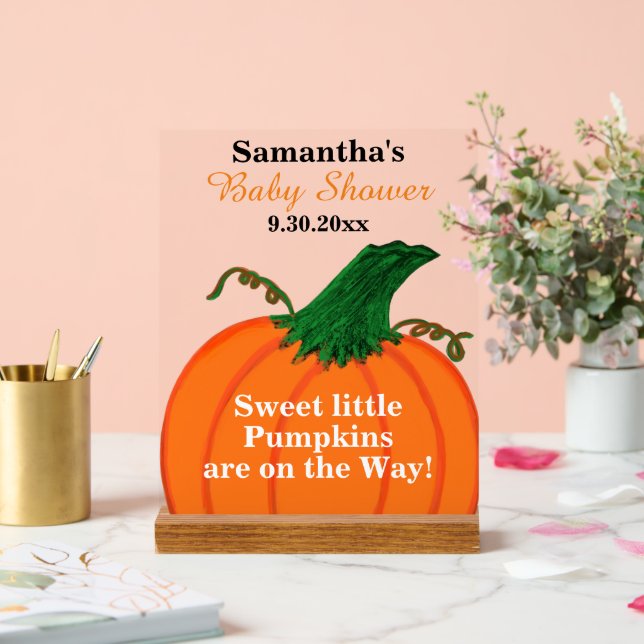 Little Pumpkins Multiples Baby Shower Acrylic Sign (Wedding)