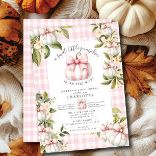 Little Pumpkin's Pink Gingham Baby Shower Invitation