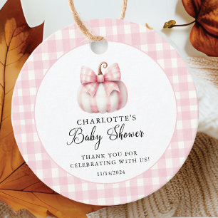Little Pumpkin's Pink Gingham Favour Tags