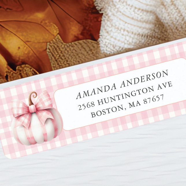 Little Pumpkin's Pink Gingham Return Address Label (Creator Uploaded)