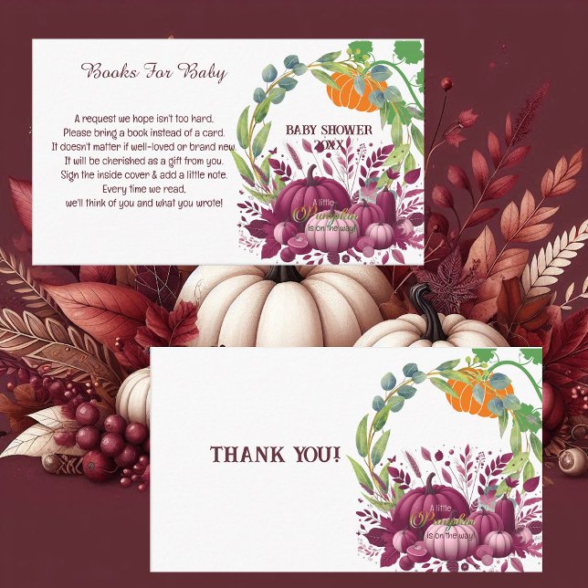 Little Pumpkins Purple Baby Shower Greenery Wreath Enclosure Card (Little Pumpkins Purple Baby Shower Greenery Wreath Enclosure Card)