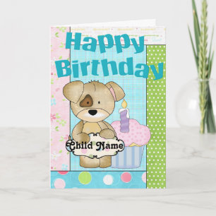 Little Puppy Customisable Happy Birthday Card 2
