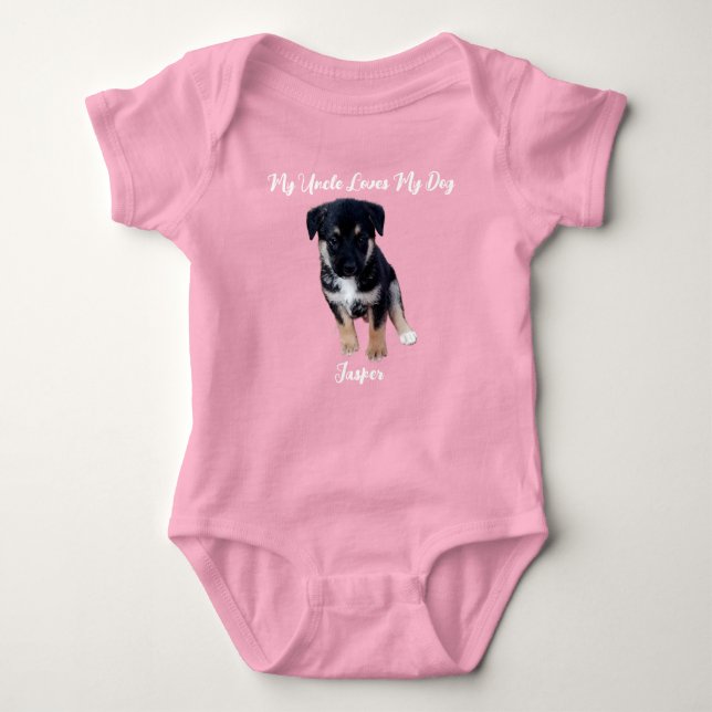Little Pup's Pal: Personalised Dog Photo Baby Body Bodysuit (Front)