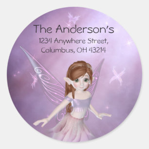 Little Purple Fairy Address Labels/Stickers Classic Round Sticker