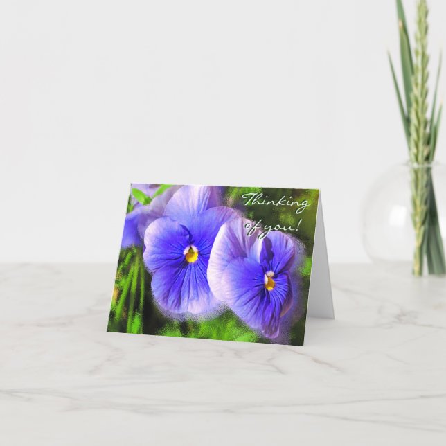 Little Purple Pansies Note Card; Frosted Pansies Card (Front)
