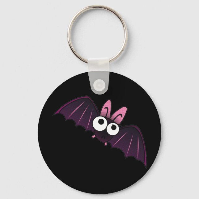 LITTLE PURPLE & PINK BIG-EYED BAT KEY RING (Front)