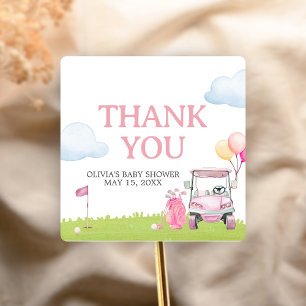 Little Putter Golf Baby Shower Square Sticker