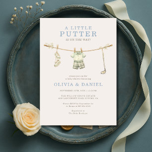 Little Putter Golf Clothesline Boy Baby Shower Invitation