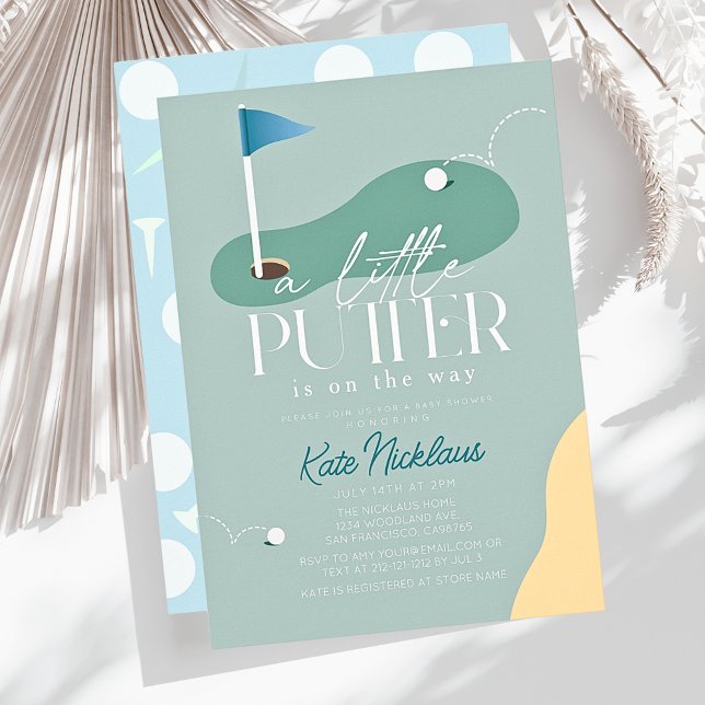 Little Putter Golf Course Fairway Boy Baby Shower Invitation (Creator Uploaded)