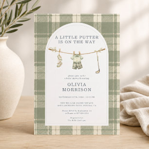 Little Putter Golf Preppy Baby Shower Invitation