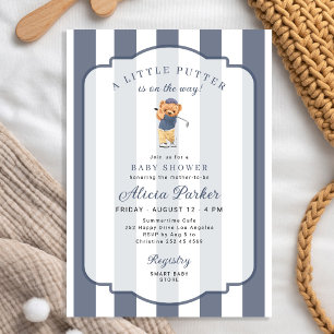 Little putter on the way golf boy baby shower invitation