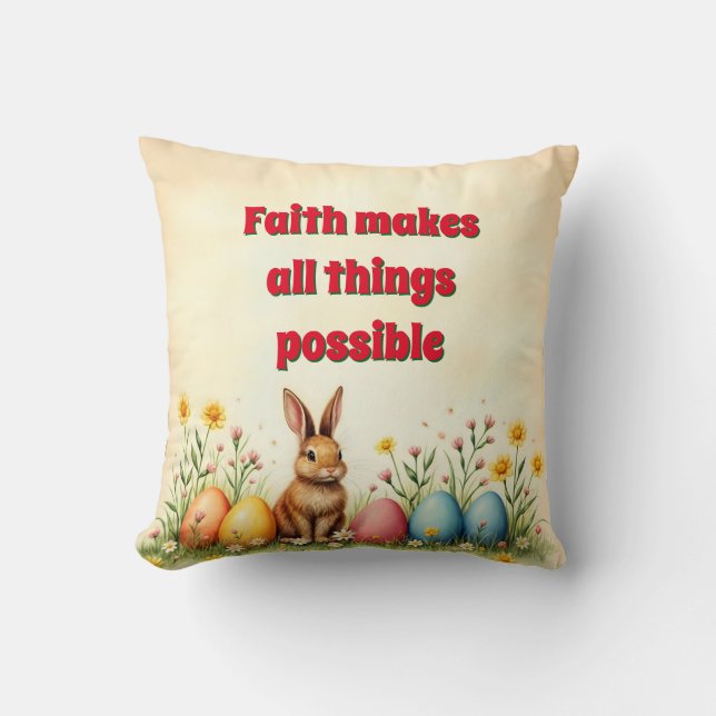 Little Rabbit And Easter Eggs Popular Collection Cushion (Front)