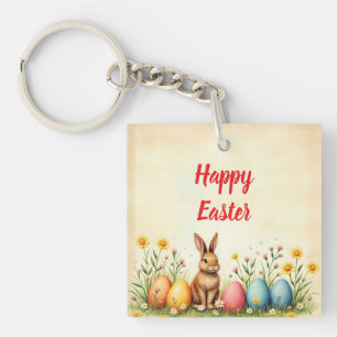 Little Rabbit And Easter Eggs Popular Collection Key Ring